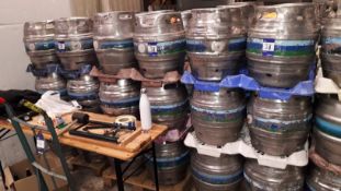 Approx. 110 x 9 Gallon Stainless Steel Beer Kegs and Quantity of Keg Pallets