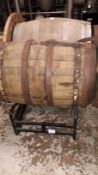 2 x Oak Barrels and Stackable Twin Barrel Rack