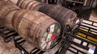 2 x Oak Barrels and Stackable Twin Barrel Rack
