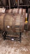 2 x Oak Barrels and Stackable Twin Barrel Rack