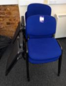 4 x Fabric upholstered chairs, with retractable arm mounted table