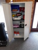 Bisley 2 Door metal cabinet, and contents, to include assortment of first aid training equipment