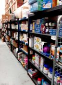 38x Black Costco Shelving Units and 8x Costco Packing Benches