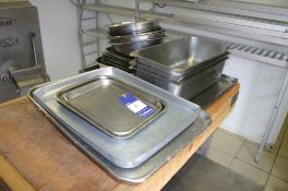 Qty Stainless Steel Trays and Bowls