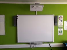 Hitachi CP-AX2505 3 LCD projector, with SMART Board M600 (Approx. 1650 x 1250), speakers, and with
