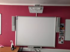 Hitachi CP-AX2505 3 LCD projector, with SMART Board M600 (Approx. 1650 x 1250), speakers, and with