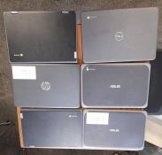 6 x Assorted Chromebooks, to first floor classroom (Please note we do not have any passwords or
