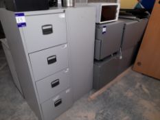 Approximately 12 x assorted pieces of metal office furniture, to include filing cabinets, and