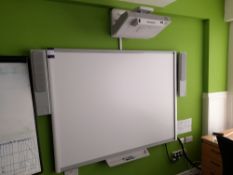 Hitachi CP-AX2505 3 LCD projector, with SMART Board M600 (Approx. 1650 x 1250), speakers, and with