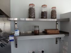 2x stainless steel wall mounted shelves approx. 1,200 x 300