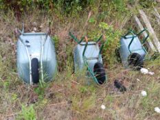 3x galvanised steel wheel barrows