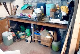 Workbench with Record Vice (unfixed) Approximately (2500x1200) with Contents on and below.