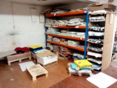 Large quantity of paper stock to boltless rack and