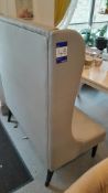 Grey leather high backed seat, Approx 120cm (w) x 65cm (d) x 136cm (h)