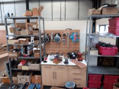 2 bays and contents to include various bicycle spares and consumables to include brake and gear