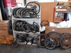 Approx 30 x various size new and used front and rear bicycle wheels
