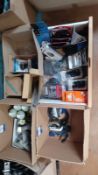 Contents of 3 boxes to include Shimano cassettes, lights, locks, mirrors, cleaning and maintenance