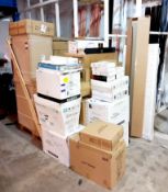 Large quantity of bathroom components, plumbing fittings to include W.C toilet pans, sink basins,