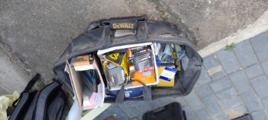 DeWalt carry bag & contents to include various nails & screws etc.