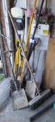 Quantity of hand tools including shovels, pick axes etc. Cleaning equipment not included.