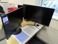 3 Monitors 1 x PIXL IPS LED 27” Frameless, 1 x Phillips 243V5 24”, 1 x Hewlett Packard N246V 24”