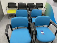 6 No. chrome and 4 No. plastic framed meeting armchairs