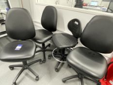 3 No. black vinyl wipe clean operator’s chairs and another