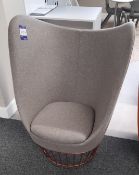 Connection Dixi wing back tub chair with cage base (Finish – Warm metallic copper metal in Moon