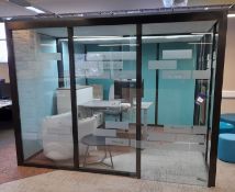 Directors’ suite and furniture set, to include: Bespoke purpose-built part glazed / part fabric