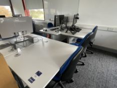4 Work Stations, 5 Chairs, 4 Monitors
