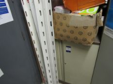 Steel double door cupboard and contents