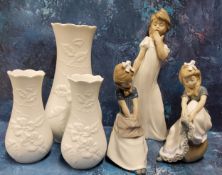 A Nao figure, of a girl, yawning, 30cm high, printed mark;  others;   a large Kaiser vase, in relief