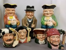 A Royal Doulton Winston Churchill character jug, 23.5cm high, printed mark;   others, Burlington;