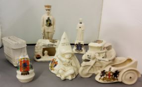 Crested Ware - Military - Soldier, standing, Mansfield crest;   Ambulance, Manchester crest;