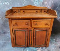 Miniature Furniture - a Victorian mahogany sideboard, the superstructure with one long and two short