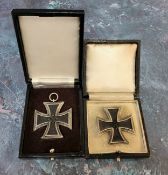 Militaria - two reenactment WW2 Nazi Third Reich Iron Cross 1st class 1939. Maked 
