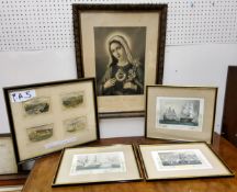 A set of three coloured engravings - HMS Agamemnon, Victory and The Great Harry Man of War;  The