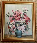 William Ralph Edward Goodrich (1887-1956) Christmas Daises in a Vase signed, oil on board,  41cm x