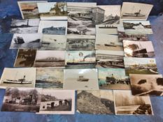 Postcards - a collection of early 20th century examples including disasters/ wreckages, early