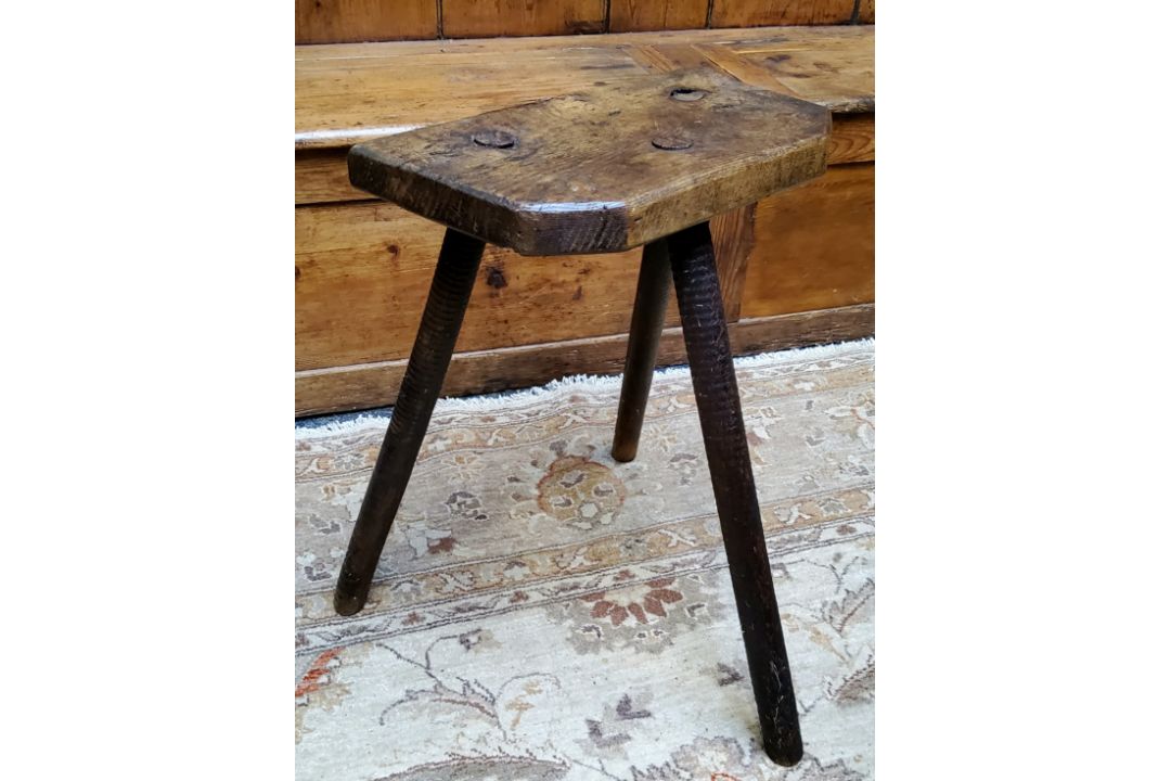 Sheffield Interest - a cutlers stool, three ribbed splayed legs. Note: the ribbed detail was to - Image 1 of 4