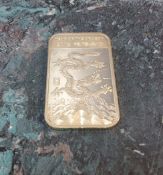 A 2012 Year of the dragon 1 Troy oz .999 fine silver art bar