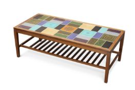 A 1970S TILE-TOP TEAK COFFEE TABLE