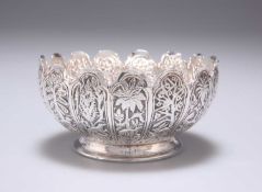 A LUCKNOW INDIAN SILVER 'JUNGLE BOOK' BOWL, LATE 19TH CENTURY