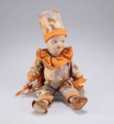 A CLOWN CLOTH DOLL, PROBABLY CHAD VALLEY, CIRCA 1930S
