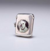 A LATE VICTORIAN SILVER AND ENAMEL VESTA CASE