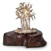 A SILVER MODEL OF A BAOBAB TREE