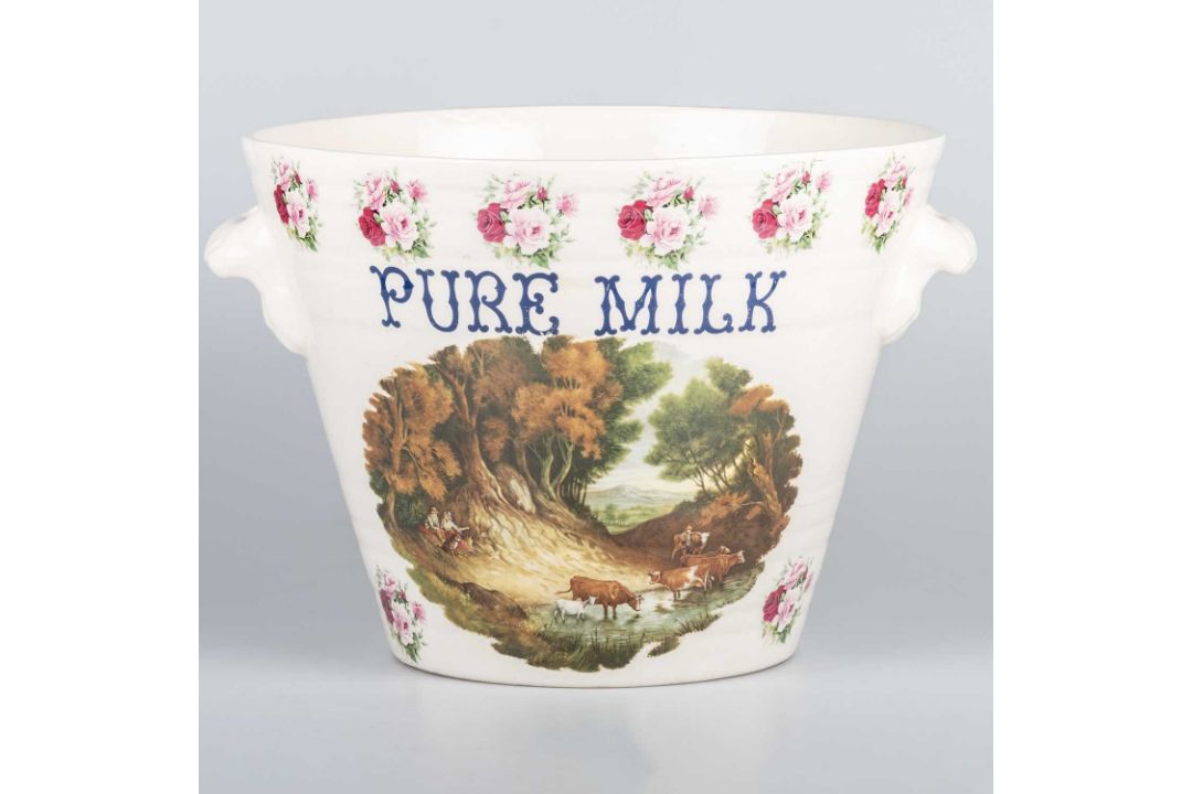 A "PURE MILK" POTTERY TWO-HANDLED MILK PAIL - Image 1 of 2