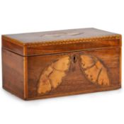 A GEORGE III INLAID MAHOGANY TEA CADDY