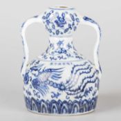 A CHINESE BLUE AND WHITE TWO-HANDLED GARLIC-NECK VASE