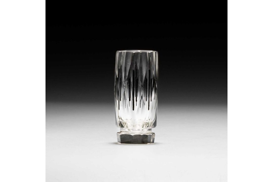 A FRENCH SILVER-COLLARED GLASS DECANTER AND GLASSES SET, POSSIBLY BACCARAT - Image 3 of 3